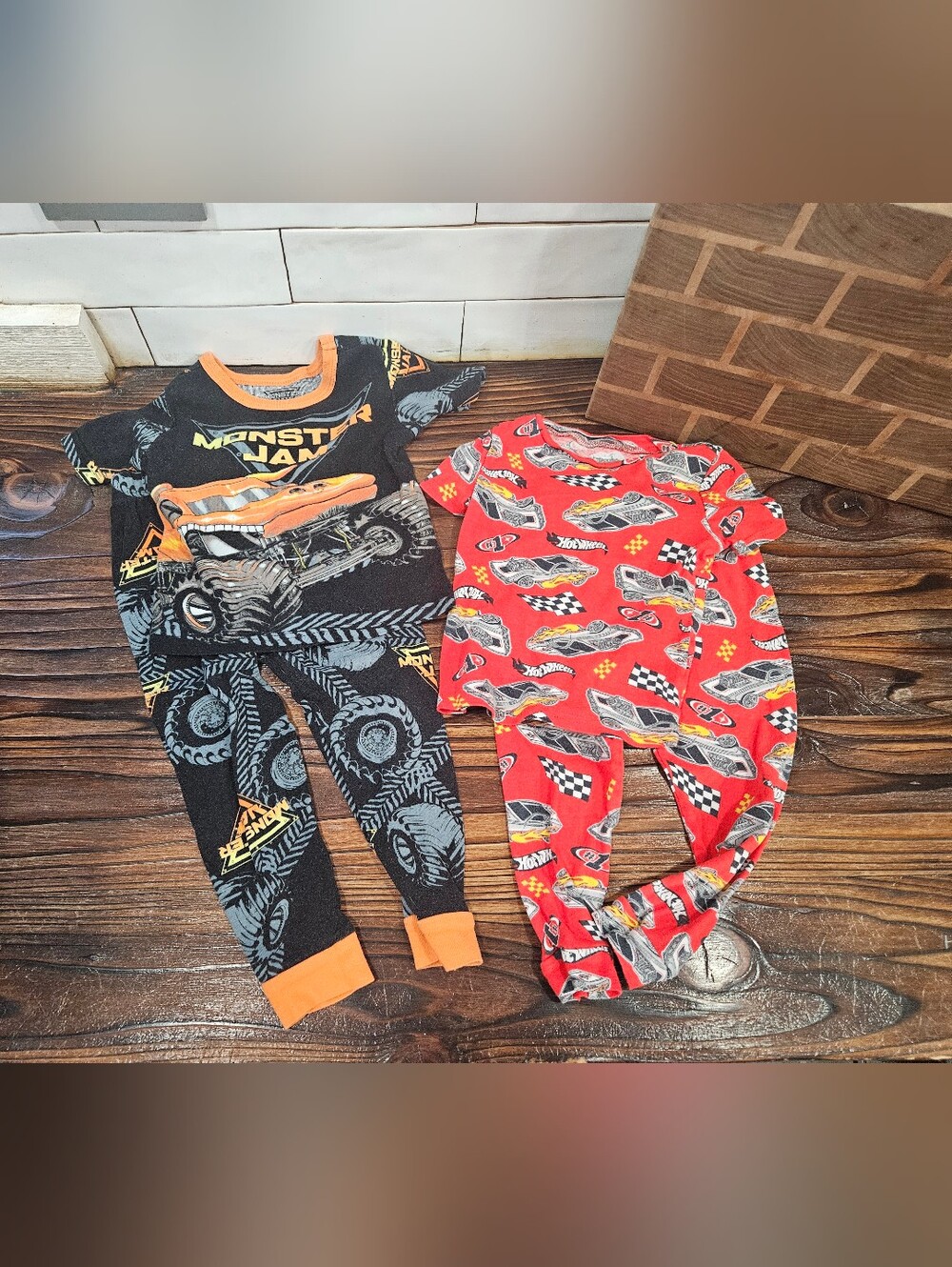 Monster Jam Truck 4 & Hot Wheels Race Car 3T Kids Pajama Set Bundle